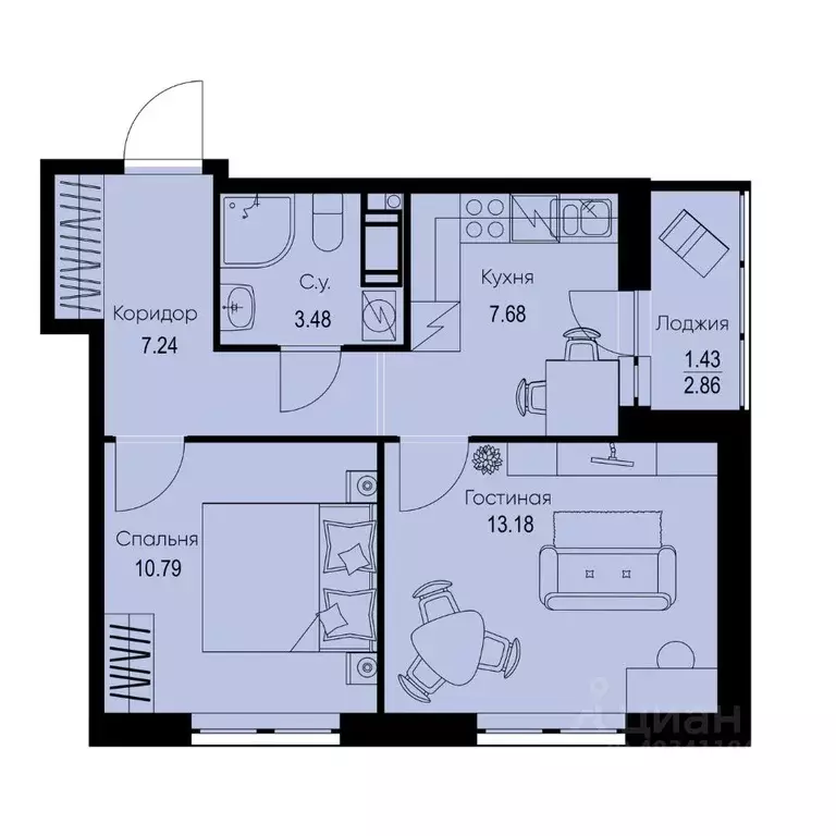 2-к кв. Ленинградская область, Всеволожский район, Заневское городское ... - Фото 1