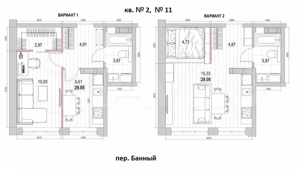 1-к. квартира, 29,1м, 2/8эт. - Фото 0