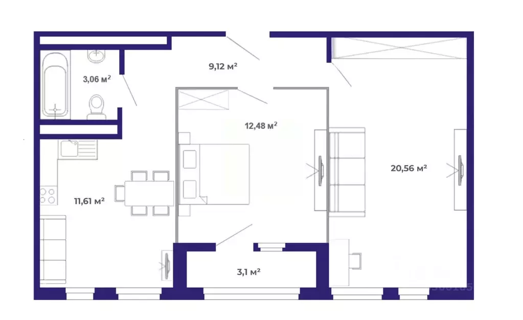2-к кв. Иркутская область, Иркутский муниципальный округ, Маркова рп, ... - Фото 1