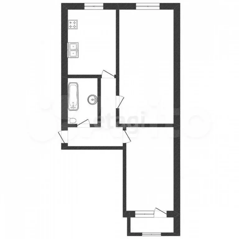 2-к. квартира, 49 м, 1/1 эт. - Фото 0