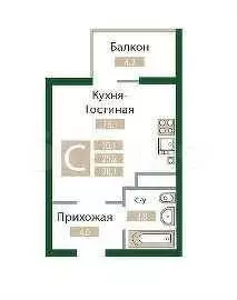 Квартира-студия, 25,2 м, 11/12 эт. - Фото 1