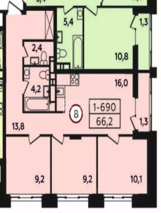 3-к кв. Москва просп. Прокшинский, 11 (66.2 м) - Фото 2