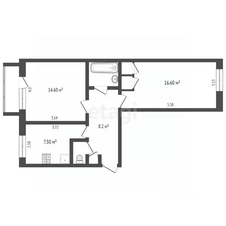 2-к кв. Камчатский край, Елизово ул. Завойко, 44 (46.3 м) - Фото 2