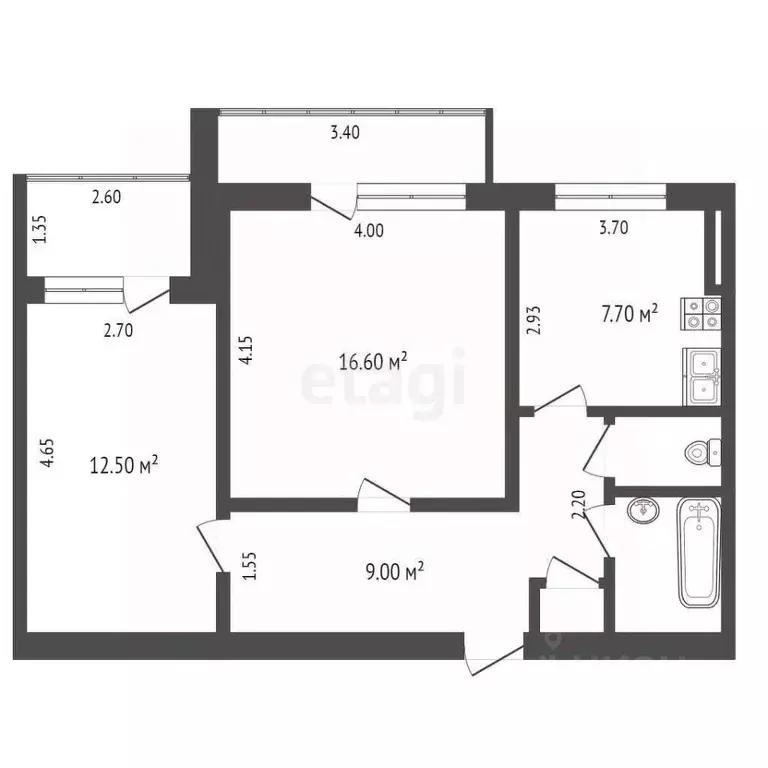 2-к кв. Крым, Симферополь ул. Кечкеметская (53.2 м) - Фото 1