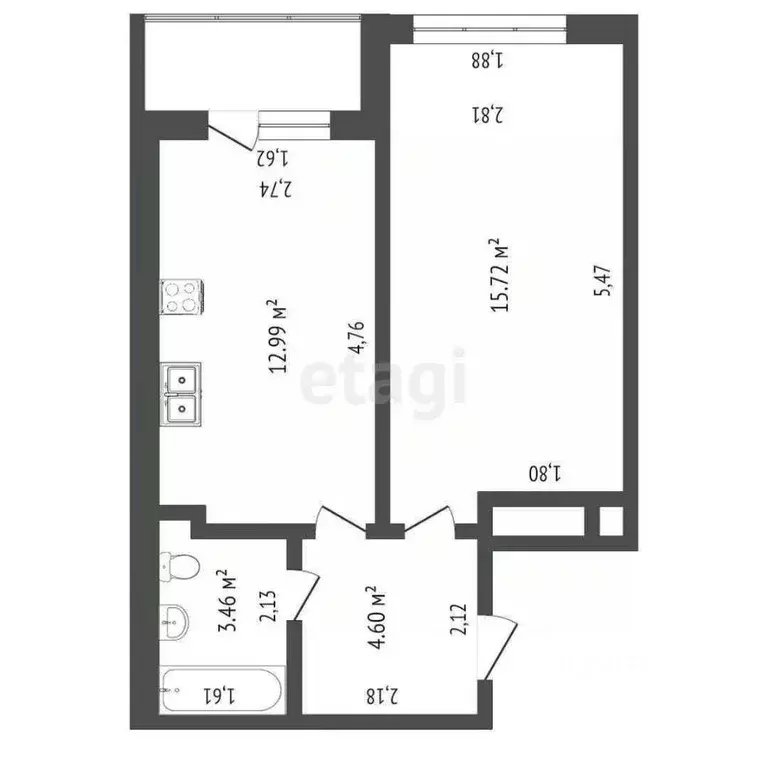 1-к кв. Тюменская область, Тюмень Ставропольская ул., 97 (37.1 м) - Фото 1