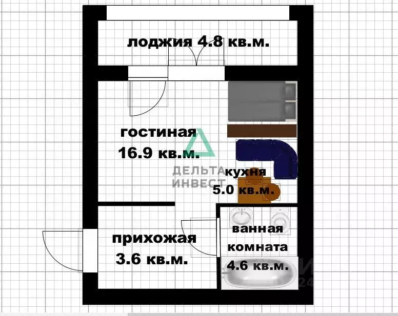 Студия Башкортостан, Уфа ул. Фурманова, 6 (32.5 м) - Фото 2