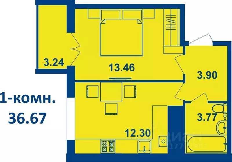 1-к кв. Костромская область, Кострома ул. Димитрова, 19 (37.02 м) - Фото 0