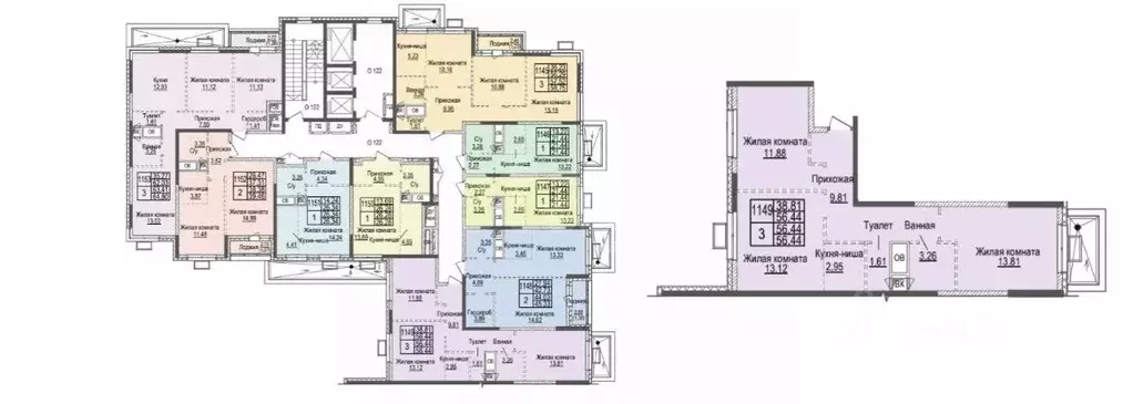 2-к кв. Московская область, Красногорск Ильинойс жилой комплекс (56.44 ... - Фото 2