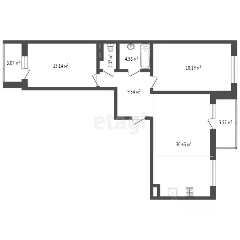 2-к кв. Ханты-Мансийский АО, Сургут проезд Тихий, 4 (80.5 м) - Фото 1