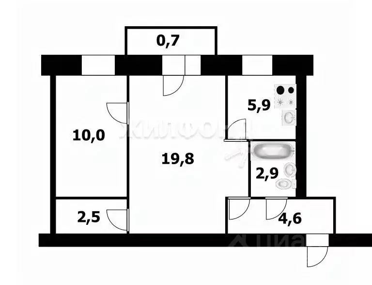 2-к кв. Новосибирская область, Новосибирск Каменская ул., 54 (45.8 м) - Фото 0