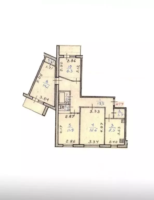 4-к кв. Тульская область, Тула ул. Бондаренко, 33 (81.0 м) - Фото 2