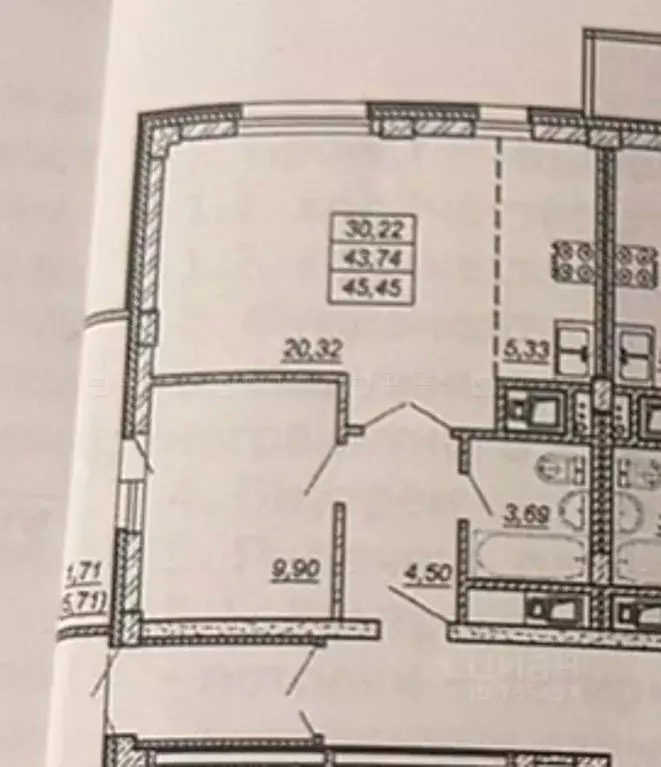1-к кв. Татарстан, Казань ул. Максимова, 37Б (30.1 м) - Фото 2