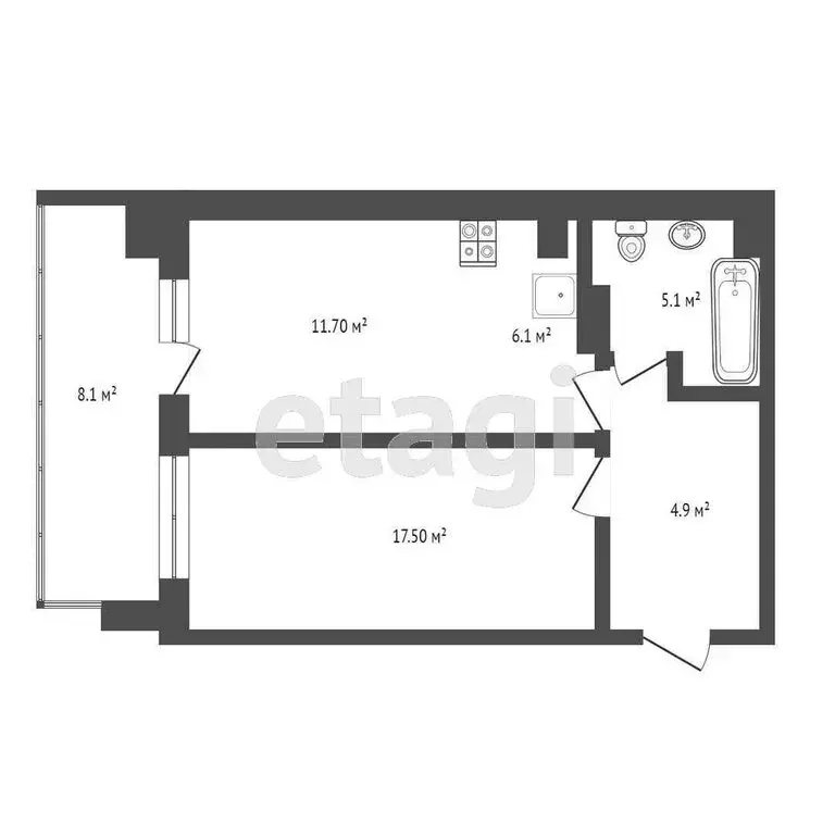 1-комнатная квартира: Абакан, улица Авиаторов, 4 (41.1 м) - Фото 0