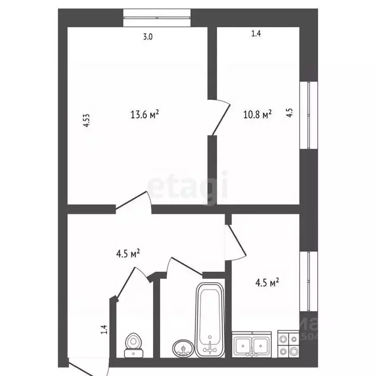 2-к кв. Крым, Бахчисарайский район, с. Железнодорожное ул. Шмелева, 53 ... - Фото 2