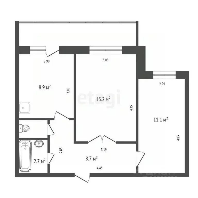 2-к кв. Красноярский край, Красноярск ул. Юшкова, 18Г (45.8 м) - Фото 2