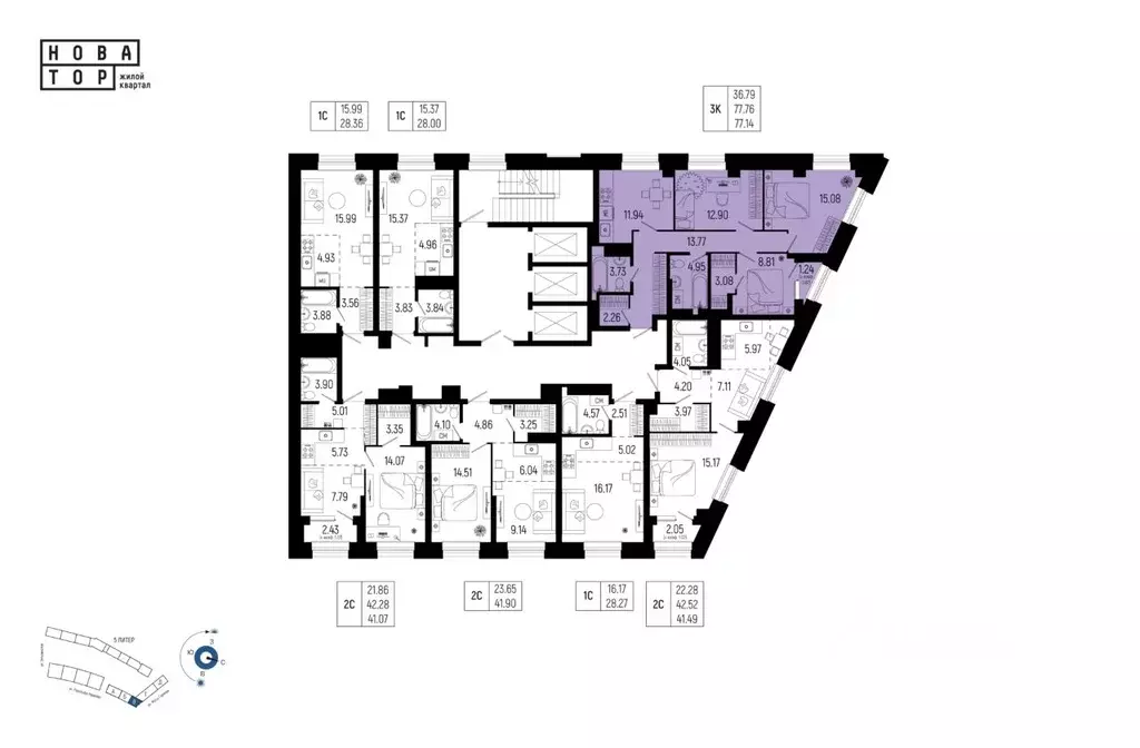 3-к кв. Башкортостан, Уфа Глумилино-1 мкр, Новатор жилой комплекс ... - Фото 2