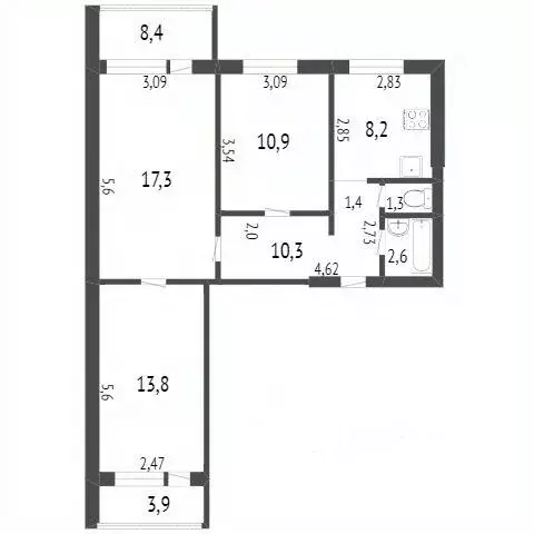 3-к кв. Хабаровский край, Комсомольск-на-Амуре ул. Дикопольцева, 31к6 ... - Фото 2