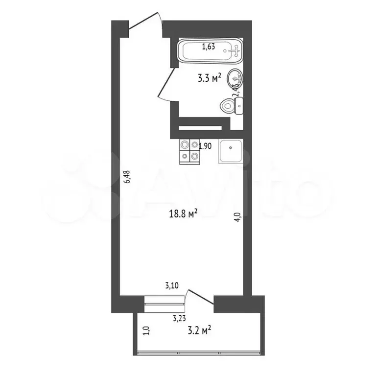 Квартира-студия, 24 м, 7/20 эт. - Фото 0