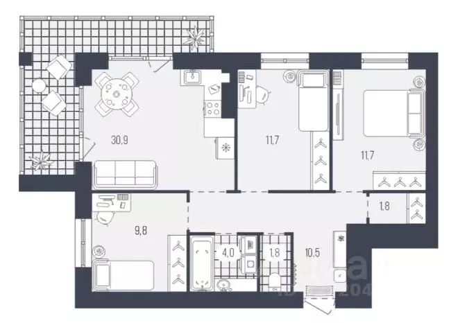 3-к кв. Брянская область, Брянск ул. Некрасова, 20Б (81.3 м) - Фото 1