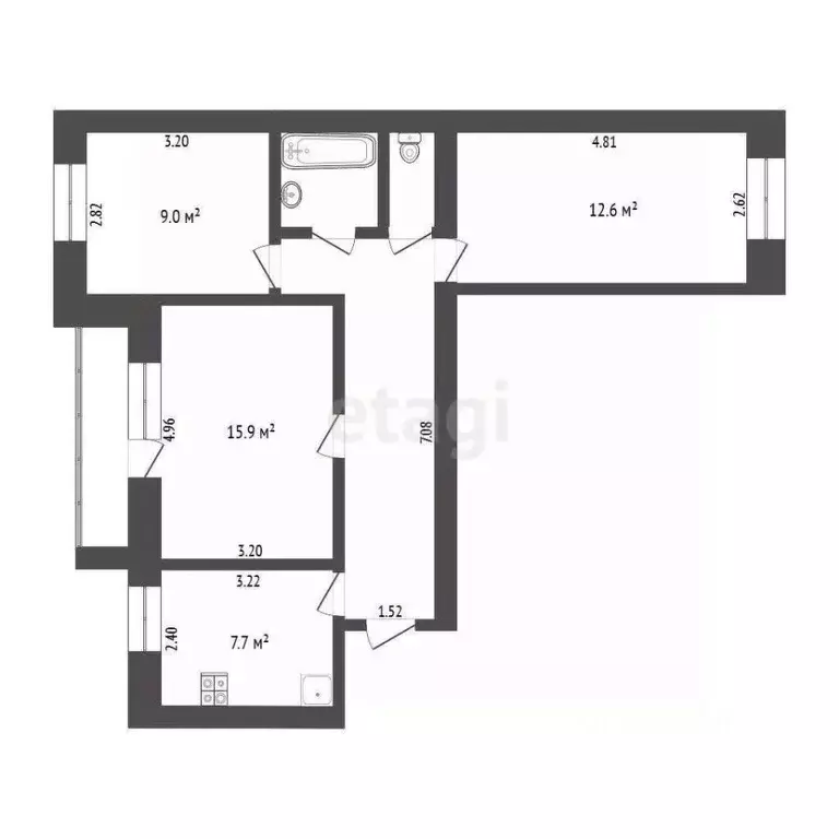 3-к кв. Тюменская область, Тюмень ул. Николая Чаплина, 119 (63.6 м) - Фото 1