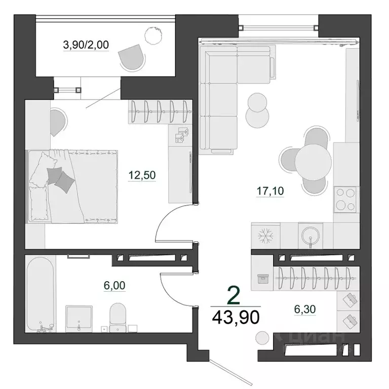2-к кв. Красноярский край, Красноярск Нанжуль-Солнечный мкр, Фестиваль ... - Фото 1