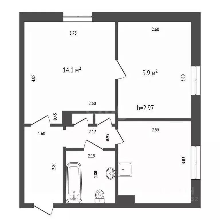 2-к кв. Красноярский край, Красноярск просп. Мира, 124 (42.6 м) - Фото 2