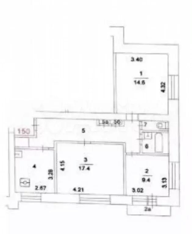 3-к. квартира, 68,5 м, 5/9 эт. - Фото 0