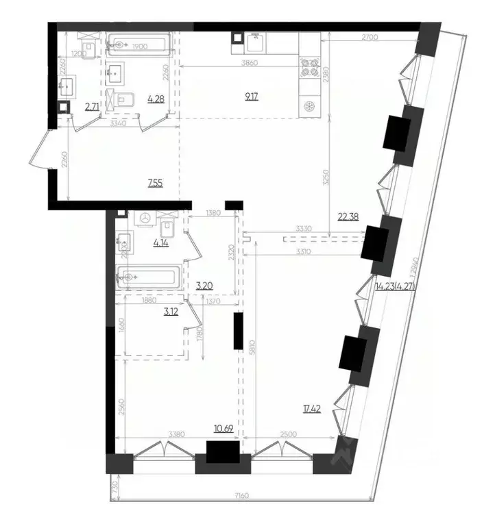 2-к кв. Татарстан, Казань Яналиф жилой комплекс (88.93 м) - Фото 1