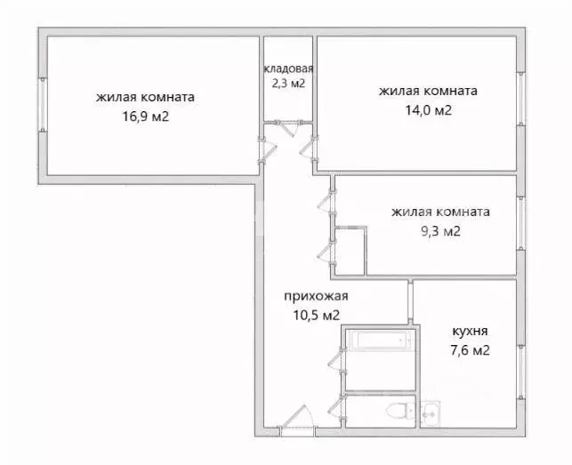 3-к кв. Амурская область, Белогорск Южная ул., 23 (65.1 м) - Фото 2