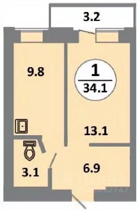 1-к кв. Красноярский край, Красноярск просп. 60 лет Образования СССР, ... - Фото 1