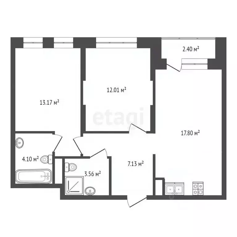 2-к кв. Тюменская область, Тюмень Подгорная ул., 73 (59.77 м) - Фото 1