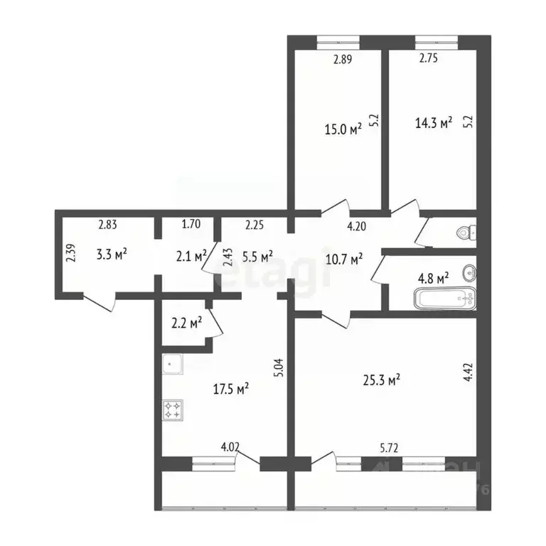 3-к кв. Татарстан, Альметьевск просп. Строителей, 6 (108.2 м) - Фото 2