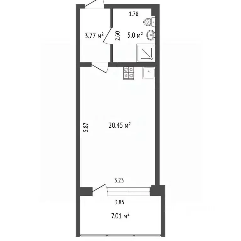 Студия Севастополь ул. Парковая, 7 (34.7 м) - Фото 2