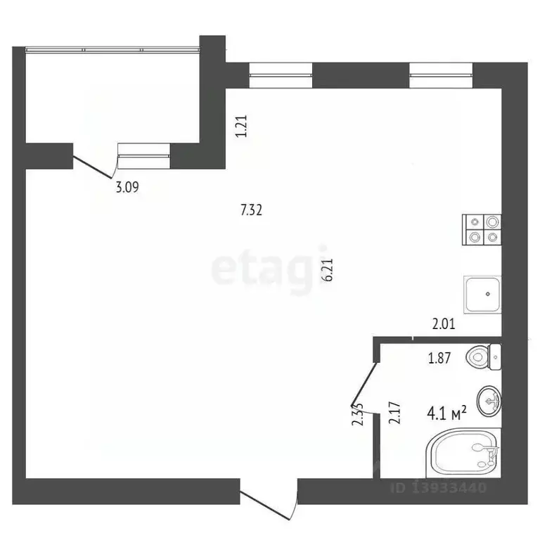 1-к кв. Тюменская область, Тюмень Харьковская ул., 64 (41.0 м) - Фото 1