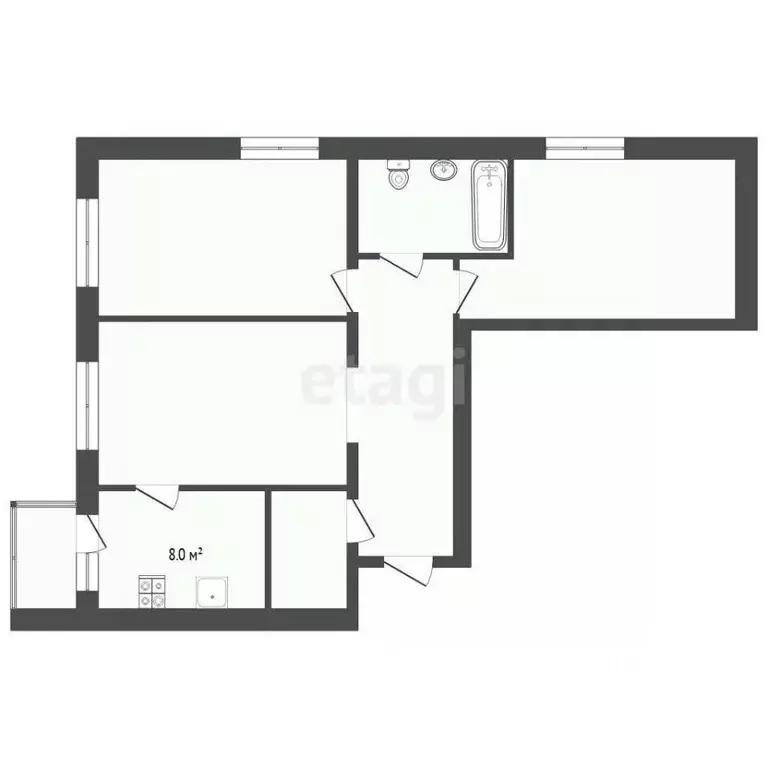 3-к кв. Тюменская область, с. Ярково ул. Нагорная, 20Б (57.3 м) - Фото 2