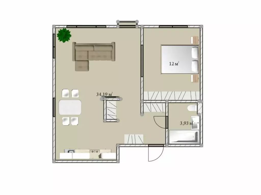 2-комнатная квартира: Юкки, Тенистая улица, 3 (50.3 м) - Фото 1