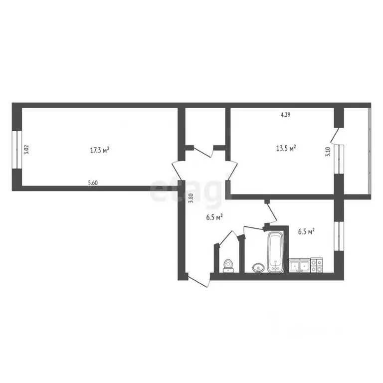 2-к кв. Крым, Армянск ул. Гайдара, 2 (47.3 м) - Фото 2