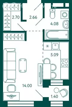 Квартира-студия: Уфа, улица Авроры, 16А (29.23 м) - Фото 1