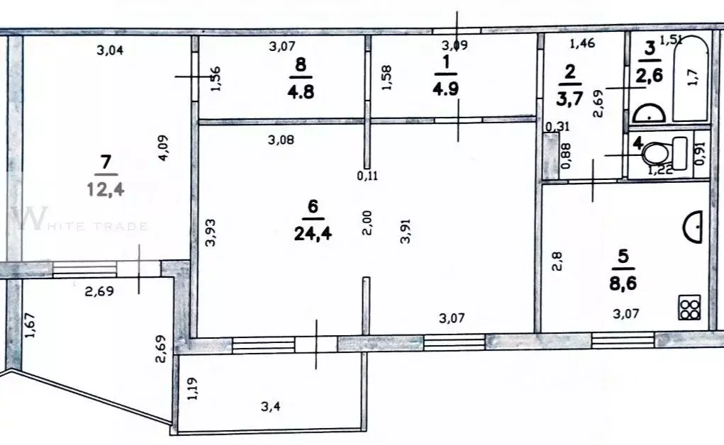 3-к кв. Татарстан, Казань ул. Сабан, 1а (67.9 м) - Фото 1