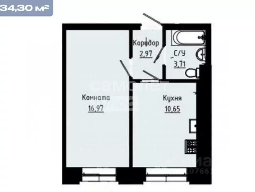 1-к кв. Липецкая область, Липецк ул. Виктора Музыки (34.3 м) - Фото 1