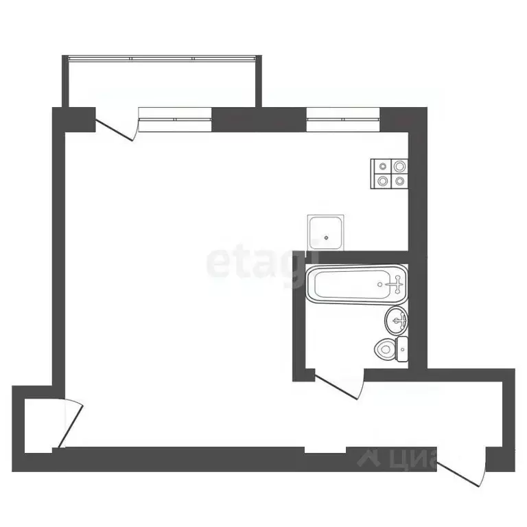 Студия Забайкальский край, Чита ул. Богомягкова, 12 (32.3 м) - Фото 2