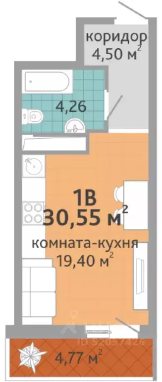 Студия Свердловская область, Екатеринбург ул. Краснолесья, 108/3 ... - Фото 0
