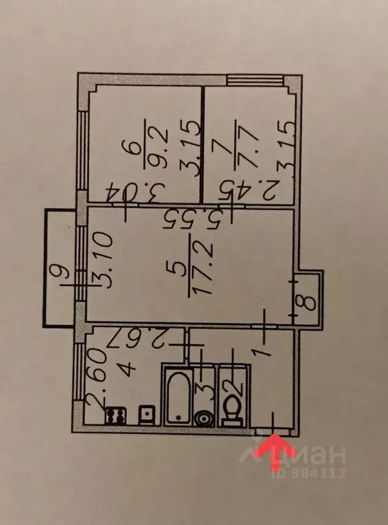 3-к кв. Астраханская область, Астрахань ул. Савушкина, 17к2 (48.2 м) - Фото 1