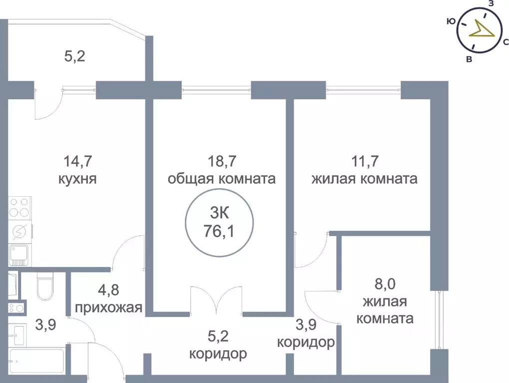 3-к кв. Ханты-Мансийский АО, Сургут пос. Гидростроитель, Голд Фиш ... - Фото 0