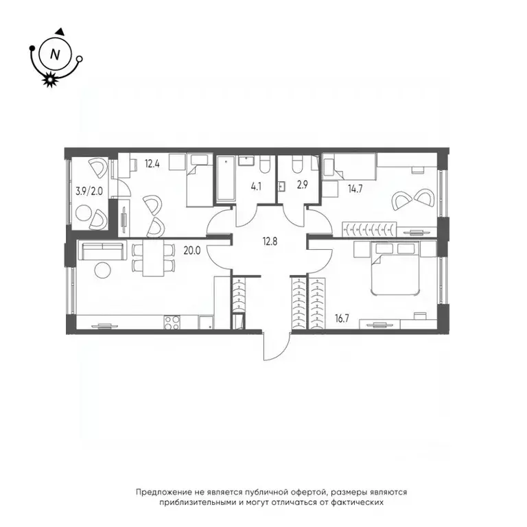 3-к кв. Омская область, Омск Зеленая река мкр, 14 (85.6 м) - Фото 0