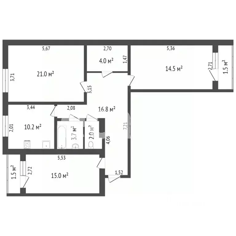 3-к кв. Воронежская область, Воронеж ул. Черняховского, 1 (90.7 м) - Фото 1