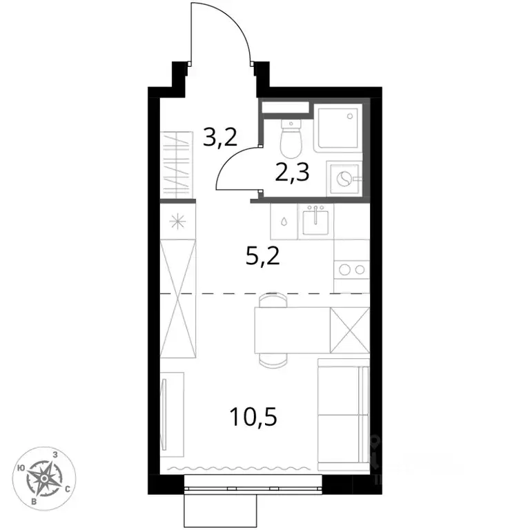 1-к кв. Московская область, Ленинский городской округ, д. Сапроново ... - Фото 2