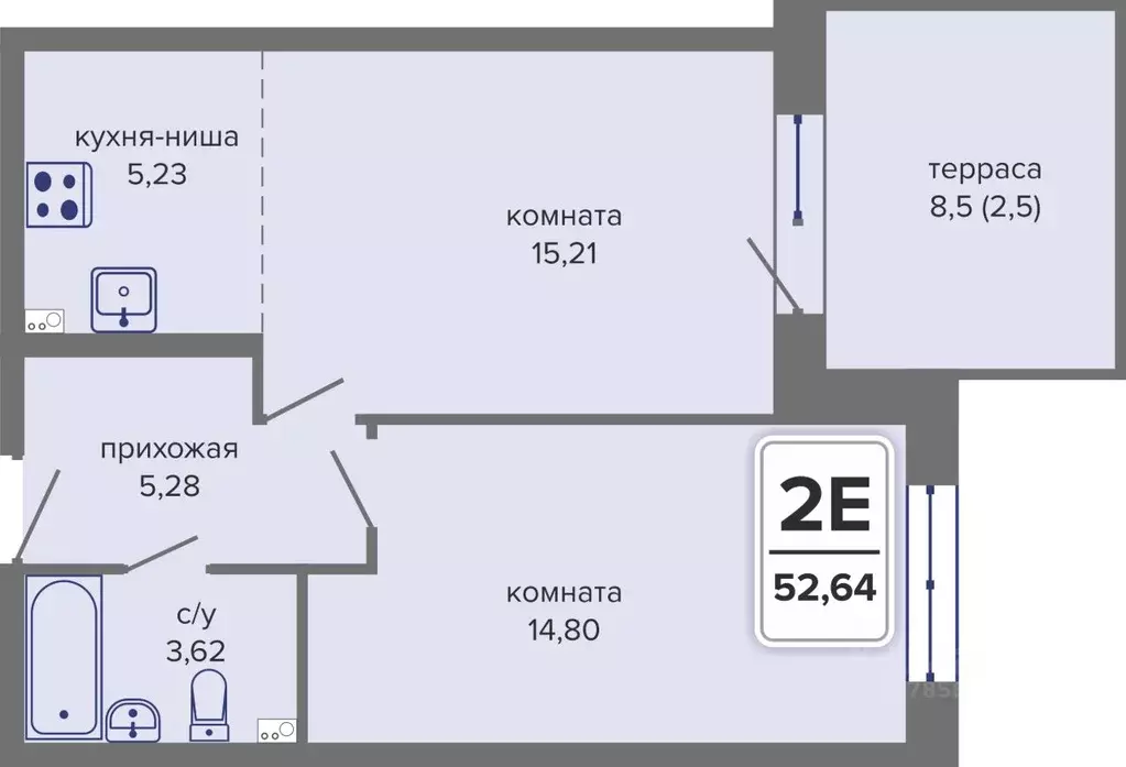 2-к кв. Пермский край, Пермь Гайва мкр,  (52.64 м) - Фото 0