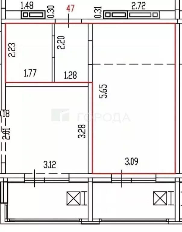 Студия Новосибирская область, Обь Геодезическая ул., 6Вк1 (24.2 м) - Фото 2