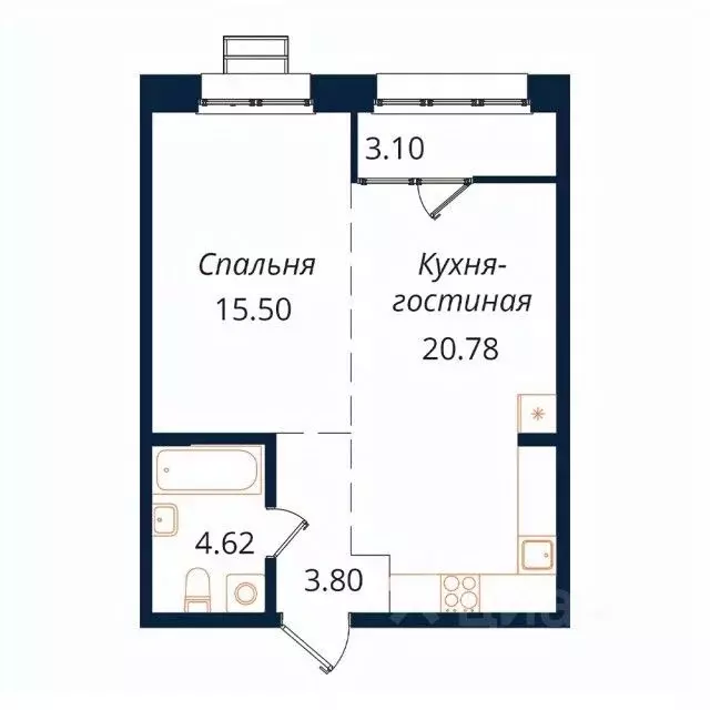 1-к кв. Иркутская область, Иркутск Байкальская ул., 246Б (47.8 м) - Фото 1